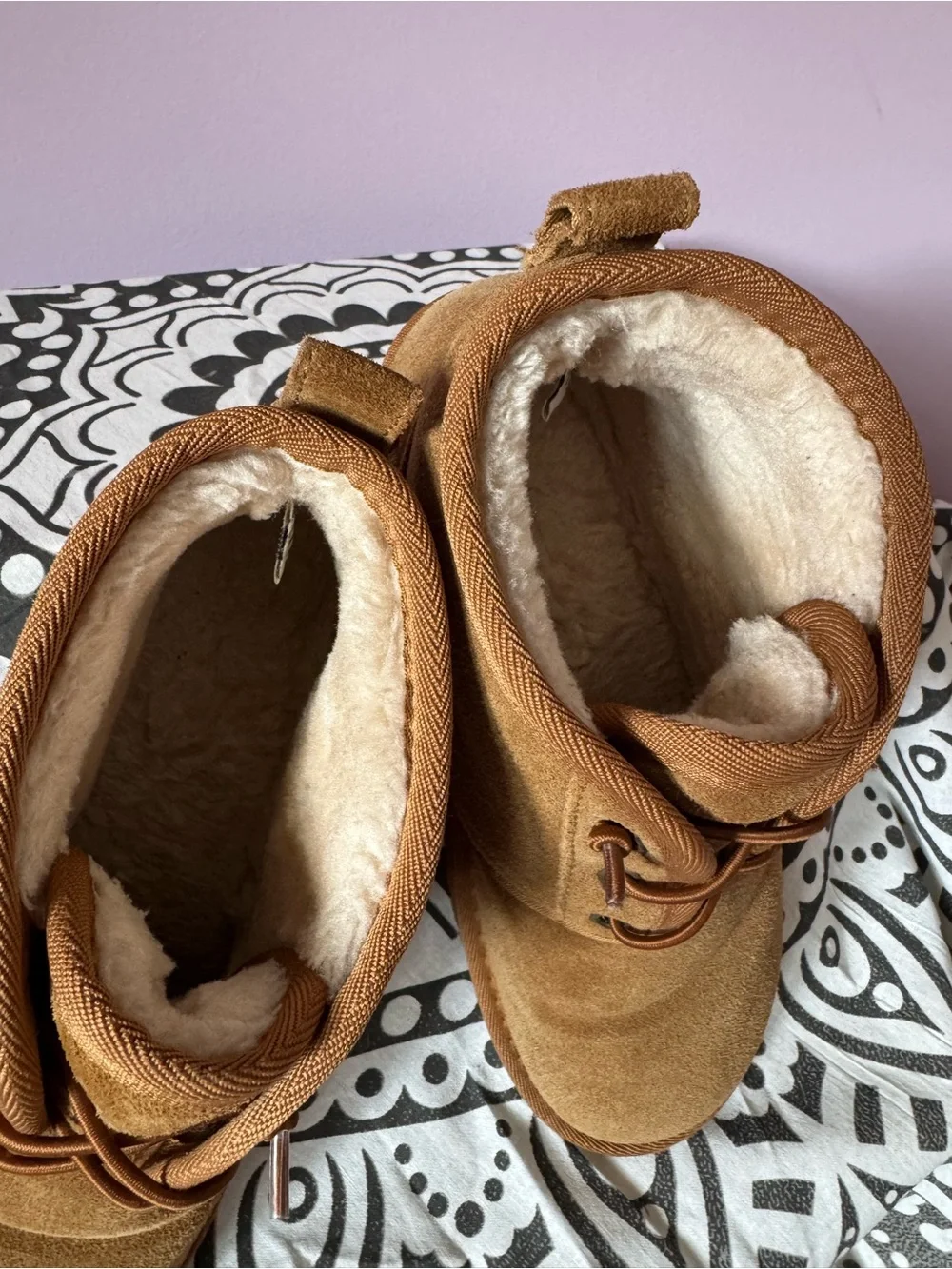 Menorcan Suede Ankle Booties in Camel - Unbranded
